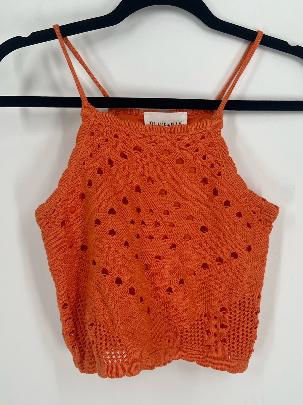 Olive & Oak Orange Crochet 2PC Halter & Maxi Skirt Set Size S NWT - Picture 2 of 13
